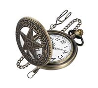 Realpoo Three Small Gear - Reloj de bolsillo de cuarzo para hombre, esfera blanca y números arábigos con cadena, CF-new37