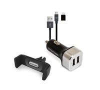 RealPower KFZ-Ladegerat Set + Kabel + Halterung Sm NUEVO
