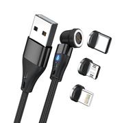 Realpower MagneticCharge3 - Cable de carga magnético (20 cm, 3 A, carga rápida, USB/Lightning/Micro USB)