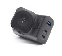 REALPOWER PC-43 Watch Charger, 43 W, 2 x USB-C PD 20 W, USB-A QC3.0 18 W, inalámbrico 3 W, 47 x 28 x 103 mm, 103 g, 100-240 V, 1.0 A