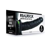 REALROCK Vibrating Hollow Strap-on - 20.5 cm Black - Black 20.5 cm Vibrating Hollow Strap-On