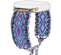 REALSIGN Correa bohemia hecha a mano compatible con Apple Watch Band de 42/44/45/46/49 mm, pulsera trenzada étnica para iWatch Series 10, 9, 8, 7, 6, 5, 4, 3, 2, SE Ultra para mujer (morado y azul, 42