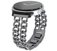 REALSIGN Correa de metal para hombre y mujer, compatible con Samsung Galaxy Watch 8 de 40 mm/44 mm, Galaxy Watch 8 Classic de 46 mm, elegante pulsera de cadena cubana de eslabones de vaquero (negro)