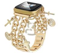 REALSIGN Correa de metal para mujer, compatible con correas de Apple Watch de 42, 44, 45, 46, 49 mm, 38, 40, 41 mm, elegante pulsera de cadena cubana con bonitos colgantes para iWatch Series 10, 9, 8