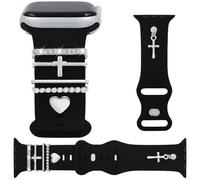 REALSIGN Correa de silicona con dijes compatible con correas de Apple Watch para mujer de 42, 41, 40, 38 mm, elegante pulsera con colgantes brillantes para iWatch Series 10, 9, 8, 7, 6, 5, 4, 3 SE