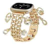 REALSIGN Elegante correa de cadena cubana compatible con Fitbit Sense 2/Sense/Versa 4/Versa 3 para mujer, pulsera de metal con bonitos colgantes, correa de repuesto para reloj inteligente (B3