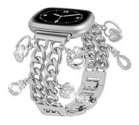 REALSIGN Elegante correa de cadena cubana compatible con Fitbit Sense 2/Sense/Versa 4/Versa 3 para mujer, pulsera de metal con bonitos colgantes, correa de repuesto para reloj inteligente (B4