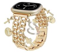 REALSIGN Elegante correa de cadena cubana compatible con Fitbit Sense 2/Sense/Versa 4/Versa 3 para mujer, pulsera de metal con bonitos colgantes, correa de repuesto para reloj inteligente (B1