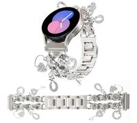 REALSIGN Elegante correa de reloj de metal de 20 mm compatible con Samsung Galaxy Watch 6, 5, 4, 40/44 mm, Watch 4 Classic de 42/46 mm, Watch 3 de 41 mm, Active 2, Gear S2 Classic, pulsera de cadena