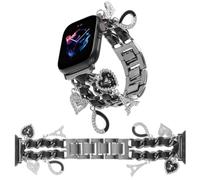 REALSIGN Elegante pulsera de metal compatible con Apple Watch Band 42 mm 44 mm 45 mm 49 mm Cadena cubana con colgantes de la Torre Eiffel Linda c