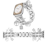 REALSIGN Elegante pulsera de metal compatible con Apple Watch Band de 1.496 pulgadas, 1.575 pulgadas, 1.614 pulgadas, pulsera de cadena cubana con colgantes de cruz del árbol de la vida, bonita correa