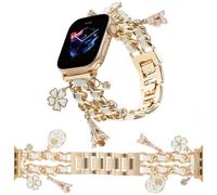REALSIGN - Elegante pulsera de metal compatible con Apple Watch de 38 mm, 40 mm y 41 mm, con cadena cubana y colgantes nicos de flores para iWat