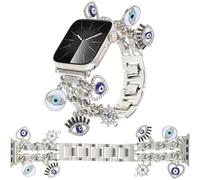REALSIGN Elegantes correas de metal compatibles con Apple Watch Band de 49/46/45/44/42 mm para mujer, correa de cadena cubana con bonitos colgantes de cruz para iWatch Series 10, 9, 8, 7, 6, 5, 4, 3