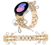 REALSIGN Elegantes correas de metal de 20 mm compatibles con Samsung Galaxy Watch 6/5/4 de 1.575 pulgadas, 1.732 pulgadas, Watch 6/4 Classic, Galaxy 5 Pro, Watch 3, Active 2, correa de cadena cubana