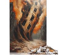 Realtà contorta - Arte apocalittica surreale, Puzzle di paesaggio Urbano in rovina per adulti e Puzzle da 500 pezzi per adulti dai 12 Anni in su (52x38 cm)