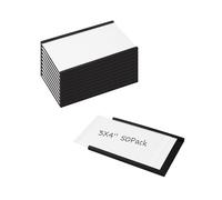 Realth 50 PCS Etiquetas Magnéticas Escribible Portaetiquetas Magnéticos Con Película Protectora Transparente 76.2MM X 101.6MM para Oficinas, Almacenes y Estanterías Metálicas (MLH3450)