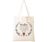 Realtor GIfts for Women - Bolsa de hombro reutilizable bolsa de compras bolsa de regalo - Agente de bienes raíces Milagro Trabajador de bienes raíces Novedad, idea de regalo para mujeres compañeros de trabajo
