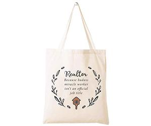 Realtor GIfts for Women - Bolsa de hombro reutilizable bolsa de compras bolsa de regalo - Agente de bienes raíces Milagro Trabajador de bienes raíces Novedad, idea de regalo para mujeres compañeros de trabajo