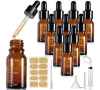 Realure 10 pcs Botella Pipeta 10ml con Escala, Pequeña Botella Gotero de Vidrio Ámbar, Botellas Rellenable con Pipeta, para Aceite Esencial Perfume Aceites Líquido 5 Accesorios Auxiliares