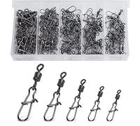 Realure 100/200 Unidades De Remolinos De Pesca con Mosquetón De Acero Inoxidable para Pesca De Trucha y Pesca De Remolino para Cebo De Pesca, Accesorios De Pesca, 5 Tamaños 4# 6# 8# 10# 12#