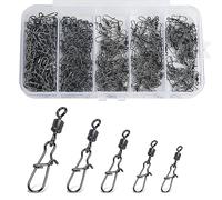Realure 100/200 Unidades De Remolinos De Pesca con Mosquetón De Acero Inoxidable para Pesca De Trucha y Pesca De Remolino para Cebo De Pesca, Accesorios De Pesca, 5 Tamaños 4# 6# 8# 10# 12# (200PCS)