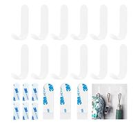 Realure 12 Piezas Ganchos Adhesivos para Pared de Acero Inoxidable, Colgadores Adhesivos Resistentes, Percha Adhesivas Sin Taladro, Gancho Adhesivo para Colgar Toallas Albornoz, Baño y Cocina (Blanco)