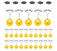 Realure 150/300 Topes de Goma 6 en 1 para Pesca con Perlas de Goma Pequeñas, Flotador Sinker Paradas para Pesca de Trucha, Pequeños Topes de Pesca para Trucha para 0,1 - 0,43 mm, Ovalado (150pcs, M)