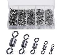 Realure 200 Unidades Mosquetón Remolino Pesca Trucha 5 tamaños remolinos de Pesca con Anillos sólidos remolinos de caña de Pescar Juego de remolinos de Pesca Accesorios de Pesca 4# 6# 8# 10# 12#