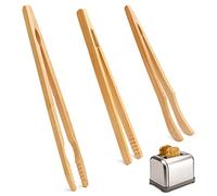 Realure 3 Piezas Pinzas Tostadora 18cm 21cm Pinzas Madera Cocina Pinza de Tostadas Pinzas para Tostadora Pinzas de Cocina Pinzas Comida para tocino, para Cocina,Pan,Té de Frutas y Pepinillos (Bambú)