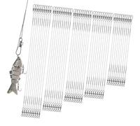 Realure 50 Pcs Alambre de Pesca, Líderes de Fluorocarbono, Cable de Acero Para Conectar Equipo de Aparejo o Gancho - 4/6/8/10/12 Pulgadas