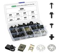 Realure 80 Piezas Clips & Remaches Plastico Coche Kit, con Bloqueo de Arandelas, U Clips Coche&Tornillos Motor, Clip de Fijación para Coche, para Montaje de Matricula, Guardabarros&Acessorios Carros