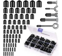 Realure Protectores de Rosca de Tornillo, Negro Tapones de Goma, Goma Extremo Tapas Φ 2-10mm PVC Tapa de Plásticos Flexible, para Pernos de Varilla
