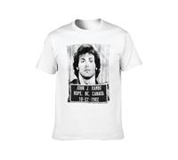 realx Camiseta para hombre Rambo Police Mugshot BC Canada Sylvester Stallone Movie Soldierregalo de cumpleaños, blanco, XXL