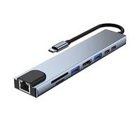 reamhome 1 concentrador USB C tipo C a 4K, adaptador compatible con Ethernet RJ45 SD/TF USB-C Data PD Hub USB de carga rápida