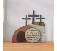 reamhome Escena de resurrección de Pascua, decoración de madera, decoración de Pascua Eid Al-Fitr de madera, decoración de belén