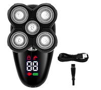 reamhome Maquinilla de Afeitar EléCtrica para Hombres, Afeitadora de Cabeza Calva Pantalla LED Recortadora de Barba y Nariz Cepillo de Limpieza, 2 Piezas