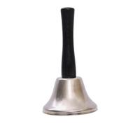 reamhome Timbre de mano de acero dorado, alarma de llamada fuerte, amor familiar, campanas de mano musicales, campanas de vaca con agarre de palo-B