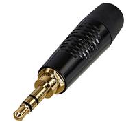 REAN Conector Jack Estéreo 3.5mm, Contactos Dorados, Negro