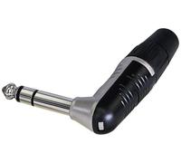 REAN Conector Jack Estéreo 6.35mm 90°, Contactos Niquelados y Estañados