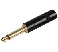REAN Conector Plug 6.35mm 2 Vías, Negro/Dorado, Cuerpo Metálico