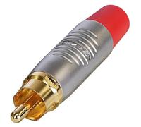 REAN Conector RCA Phono con Contactos Dorados y Protector de Goma Roja