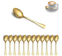 ReaNea Juego de cucharaditas de oro 12pcs, cucharas de postre de acero inoxidable, cuchara para agitar, cuchara de café con leche para casa, restaurante, hotel, boda, evento