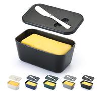 ReaNea Mantequera con tapa para encimera y estante de puerta de refrigerador, contenedor de plástico para mantequilla con cuchillo de mantequilla, fácil de recoger, apto para lavavajillas