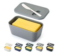 ReaNea Mantequera con tapa para encimera y estante de puerta de refrigerador, contenedor de plástico para mantequilla con cuchillo de mantequilla, fácil de recoger, apto para lavavajillas