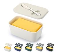 ReaNea Mantequera con tapa para encimera y estante de refrigerador, contenedor de plástico para mantequilla con cuchillo de mantequilla, fácil de recoger, apto para lavavajillas