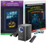 Reaper Brothers Spooky Halloween Kit de decoración digital incluye 9 efectos de video AtmosFX para Halloween Plus HD proyector súper brillante y pantalla de proyección holográfica de 48 x 72 pulgadas