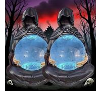 Reaper Globe with Bats, 2025 New 6 in Suriel & Floating Bat Crystal Ball Halloween Table Figure for Indoor, Bookshelf, Haunted House Party, Tabletop Home Decor (2pcs)
