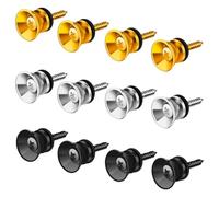 Reapyyt 12 botones para cerraduras para correa de guitarra pernos terminales de metal con de montaje para guitarra acústica clásica eléctrica bajo ukelele