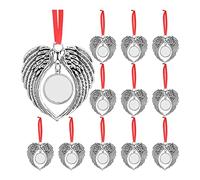 Reapyyt 12 piezas con forma de ala en blanco impresión transferencia caliente sublimación adorno decoración para la decoración del árbol de Navidad
