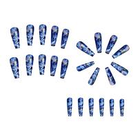 Reapyyt 24 Piezas Ins Style Hot Girl UñAs Postizas Long Coffin Nail Tips Desmontable Press en Nails DIY Manicure Glitter Nails